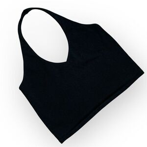 Express One Eleven Black Halter Top Cropped XS Neck Tie